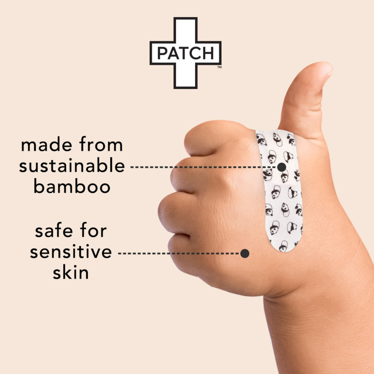 Adhesive Strip Patch™ Kids Bamboo / Coconut Oil Kid Design (Pandas) 3/4 X 3 Inch Sterile - BeHope