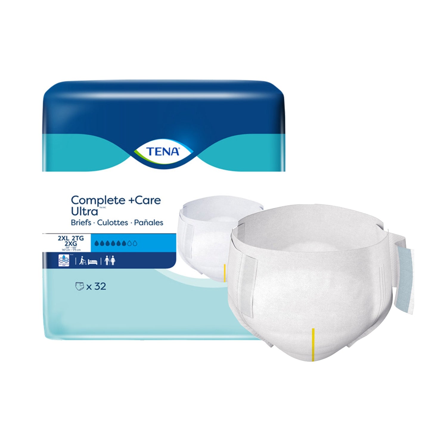 Unisex Adult Incontinence Brief TENA Complete + Care Ultra™ 2X-Large Disposable Moderate Absorbency - BeHope