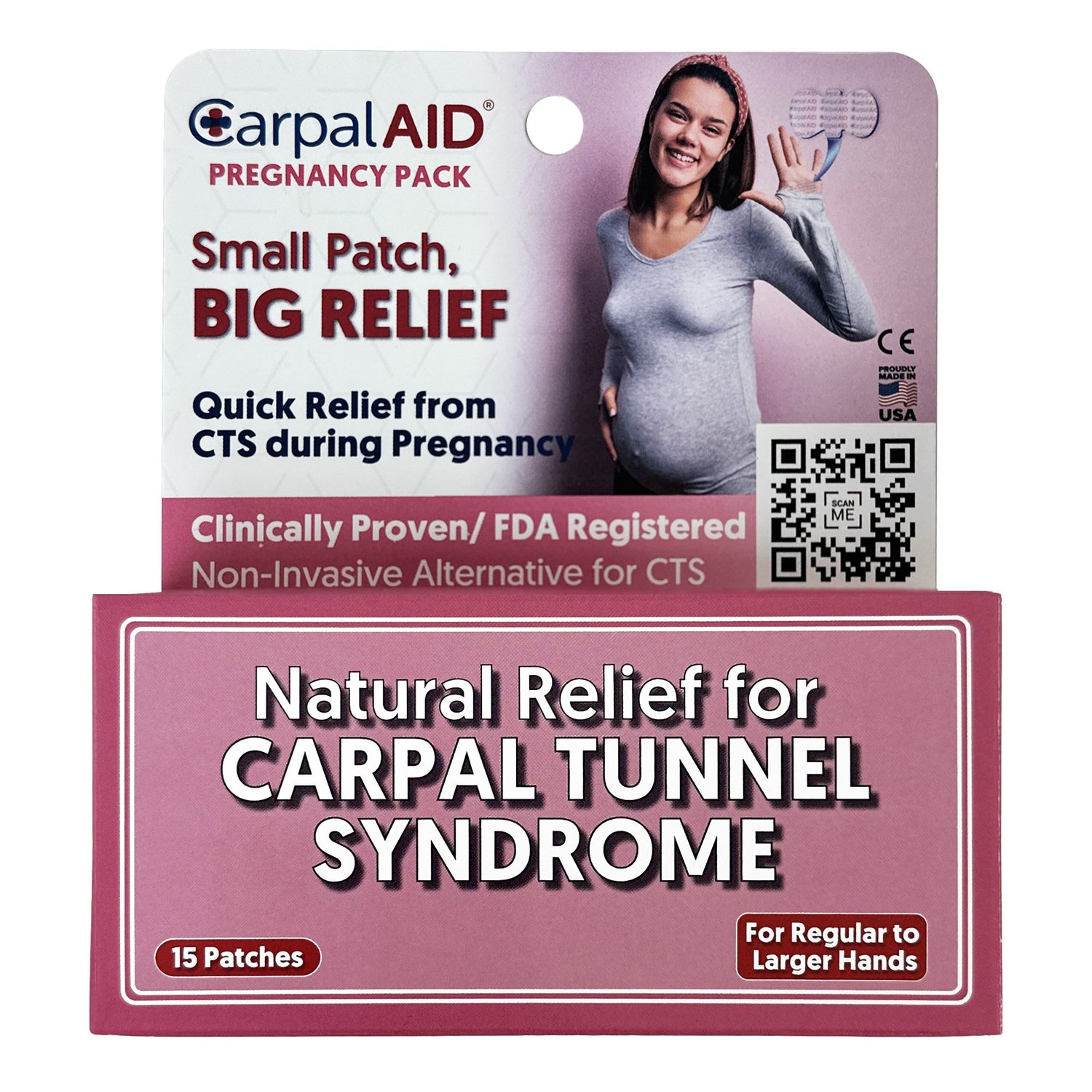 Hand-Based Carpal Tunnel Support Carpal AID® Patch Pregnancy Plastic Left or Right Hand Clear Large - BeHope