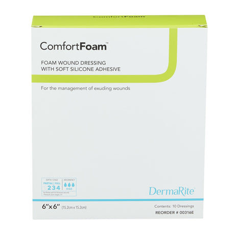 Foam Dressing ComfortFoam™ 6 X 6 Inch Without Border Film Backing Silicone Face Square Sterile - BeHope