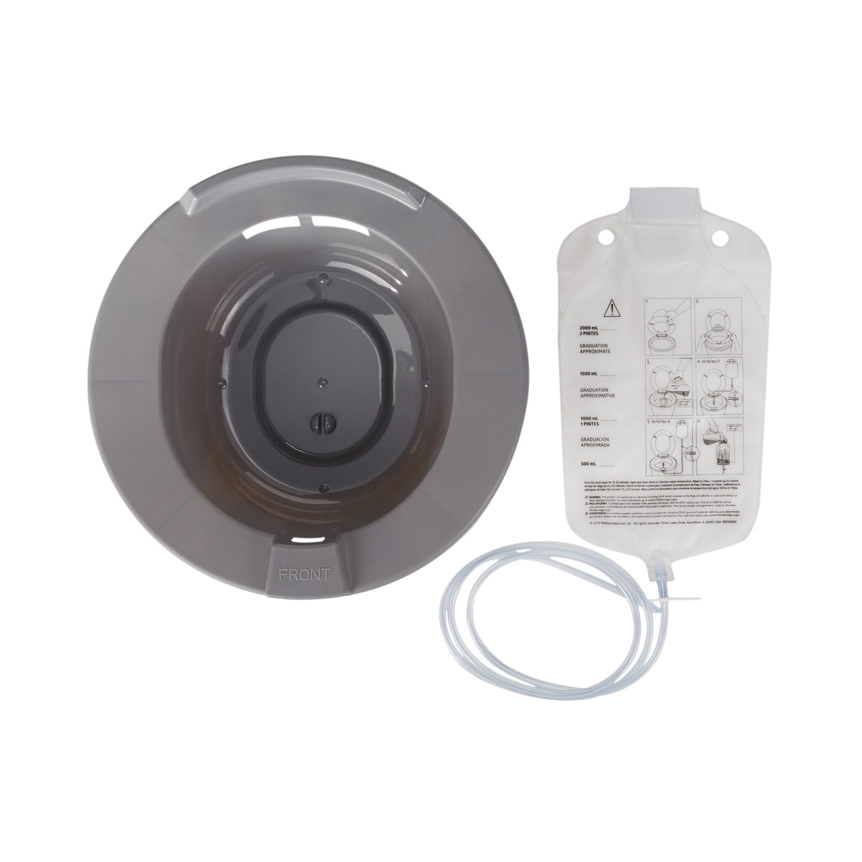 Sitz Bath McKesson Round Graphite Plastic 2000 mL Bag Graduated, 500 mL Increments up to 2000 mL - BeHope
