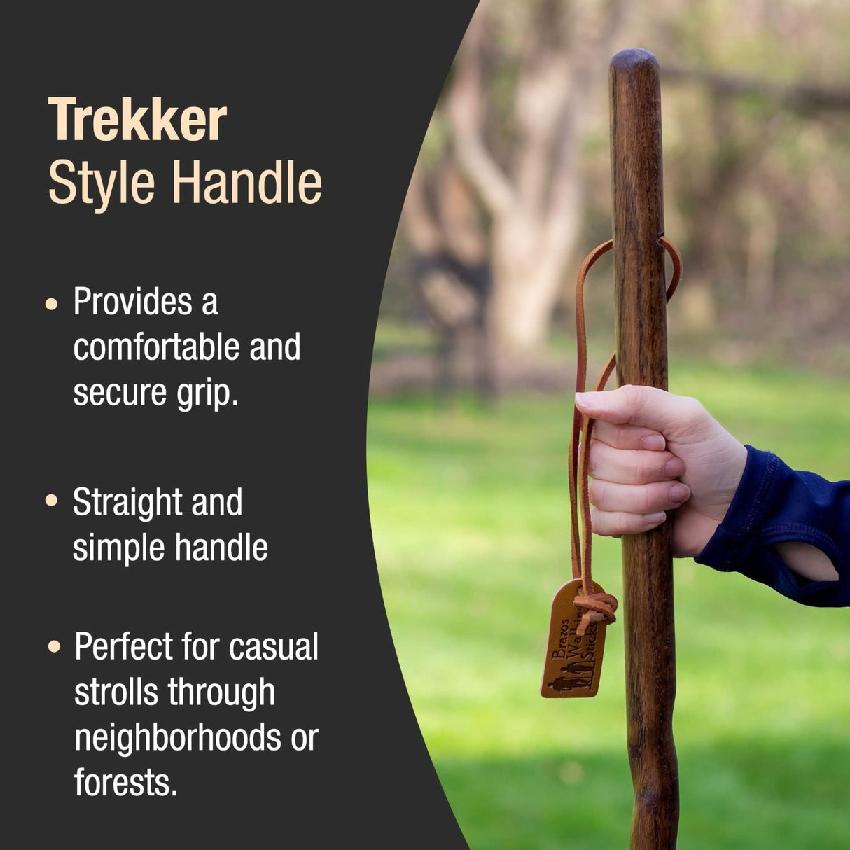 Walking Stick Brazos™ Twisted Trekker Wood 55 Inch Height Red Oak - BeHope
