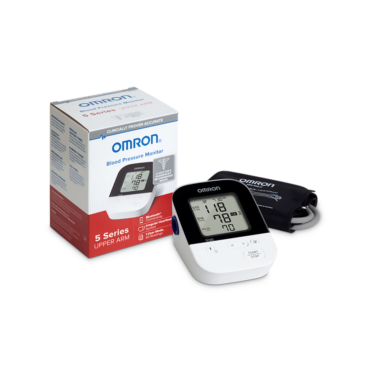 Home Automatic Digital Blood Pressure Monitor Omron®5 Series™ Wide Range Nylon Cuff 23 - 43 cm Desk Model - BeHope