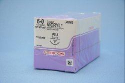 Absorbable Suture with Needle Coated Vicryl™ Polyglactin 910 PS-3 3/8 Circle Reverse Cutting Needle Size 6-0 Braided - BeHope