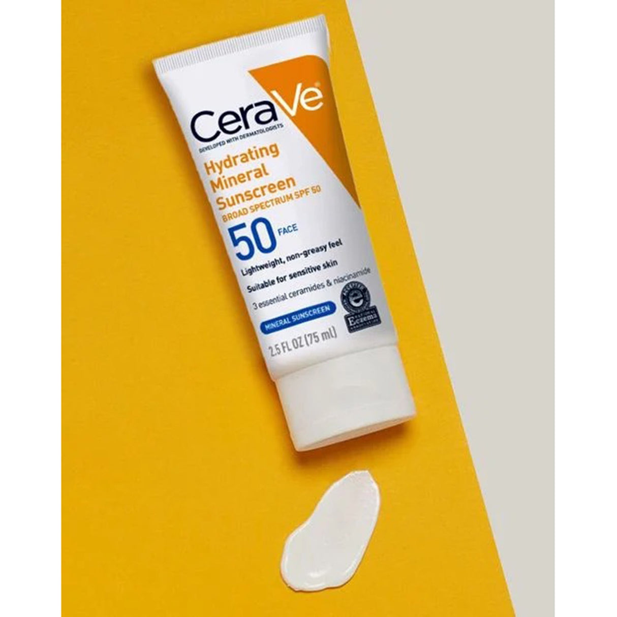 Sunscreen CeraVe® Hydrating Mineral Sunscreen Face SPF 50 Lotion 2.5 oz. Tube - BeHope