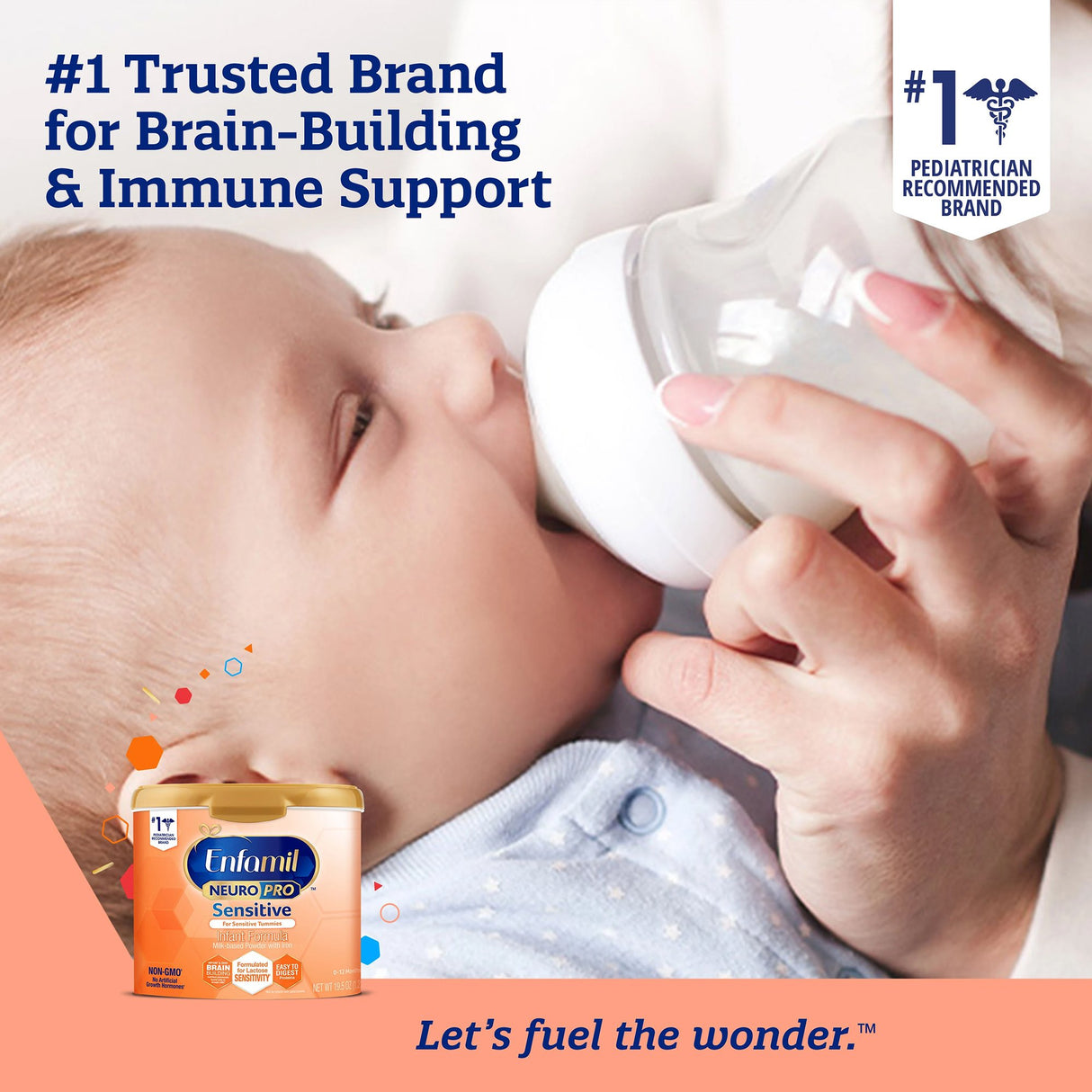 Infant Formula Enfamil NeuroPro™ Sensitive Unflavored 19.5 oz. Canister Powder Milk-Based Lactose Intolerance - BeHope