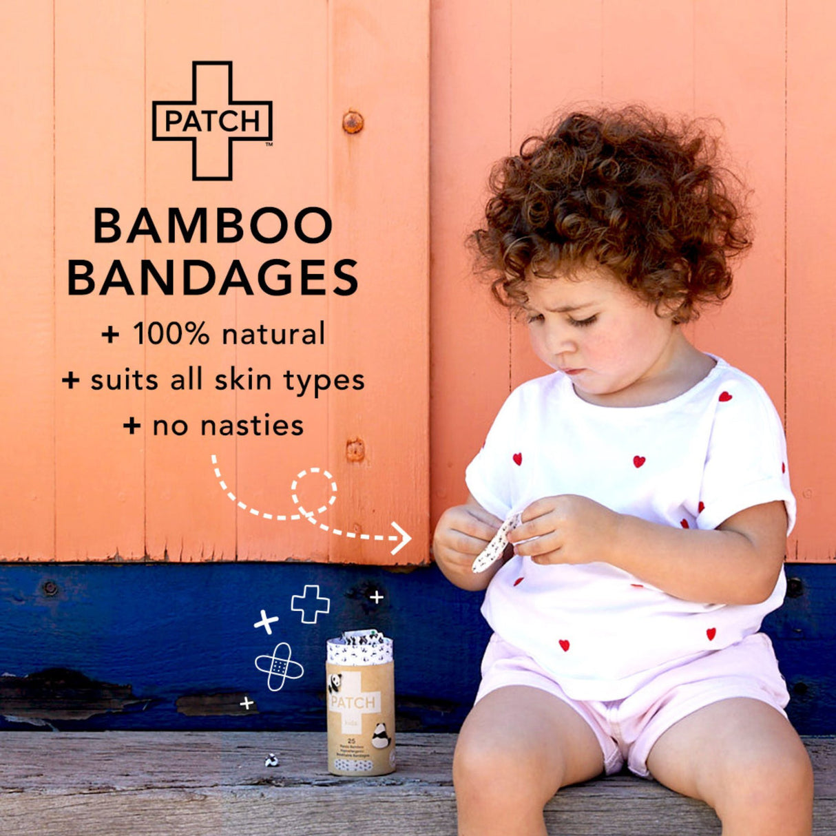 Adhesive Strip Patch™ Kids Bamboo / Coconut Oil Kid Design (Pandas) 3/4 X 3 Inch Sterile - BeHope