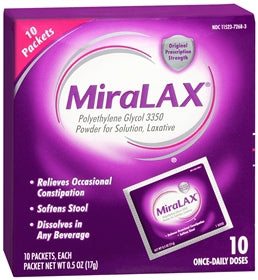 Laxative MiraLAX® Powder 10 per Box 17 Gram Strength Polyethylene Glycol 3350 - BeHope