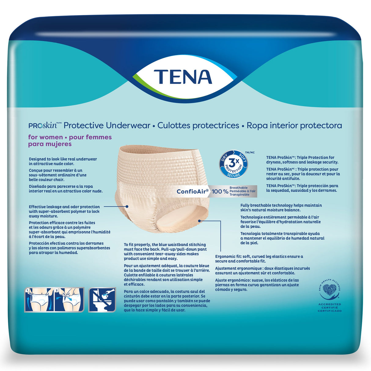 Female Adult Absorbent Underwear TENA® ProSkin™ Protective Pull On with Tear Away Seams Small / Medium Disposable Moderate Absorbency - BeHope