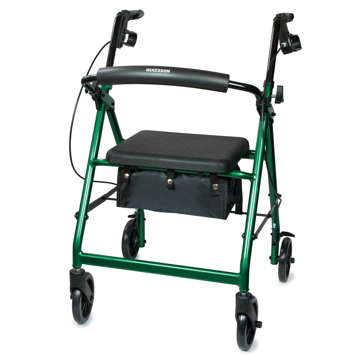 4 Wheel Rollator McKesson Green Adjustable Height / Folding Aluminum Frame - BeHope