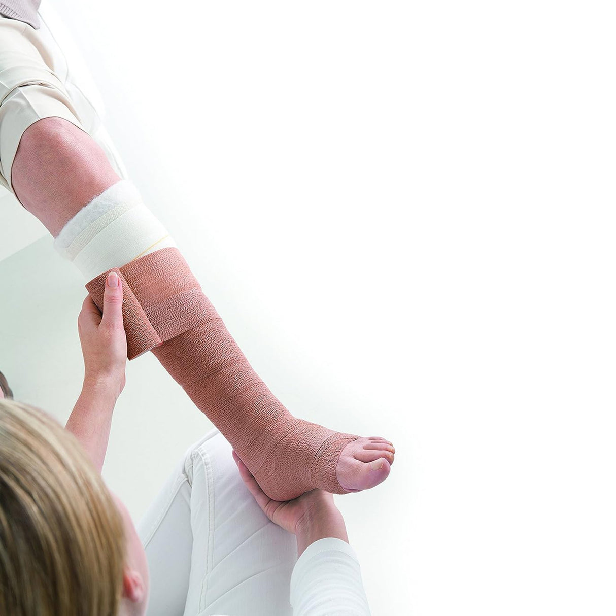 4 Layer Compression Bandage System JOBST® Comprifore® LF 7 to 10 Inch No Closure Tan / White NonSterile 40 mmHg - BeHope