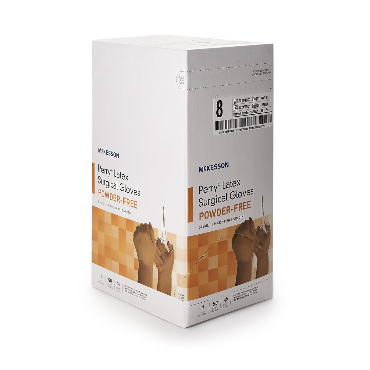 Surgical Glove McKesson Perry® Size 8 Sterile Latex Standard Cuff Length Smooth Brown Not Chemo Approved - BeHope