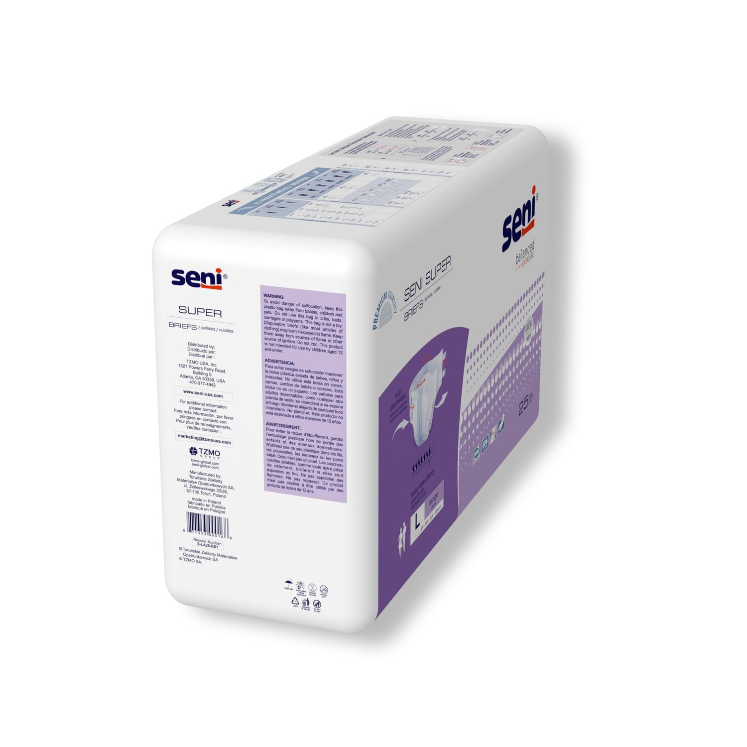 Unisex Adult Incontinence Brief Seni® Super Large Disposable Heavy Absorbency - BeHope