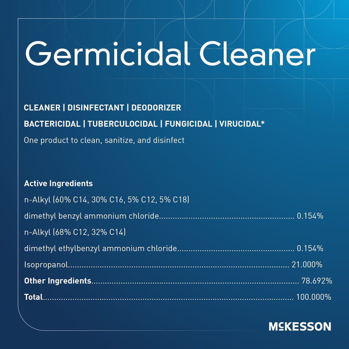 Surface Disinfectant Cleaner McKesson Alcohol Based Manual Pour Liquid 1 gal. Jug Alcohol Scent NonSterile - BeHope