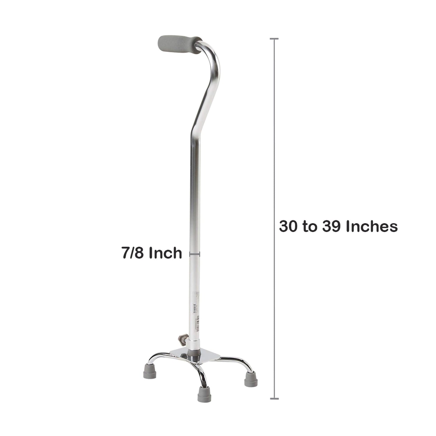 Small Base Quad Cane McKesson Steel 30 to 39 Inch Height Chrome - BeHope