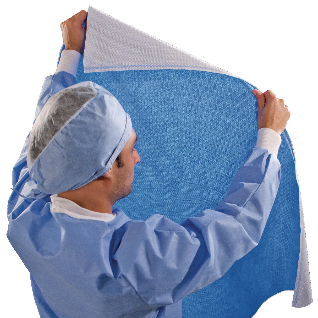 QUICK CHECK* H100 Sterilization Wrap White / Blue 36 X 36 Inch Dual Layer SMS Polypropylene Steam / EO Gas / Hydrogen Peroxide - BeHope