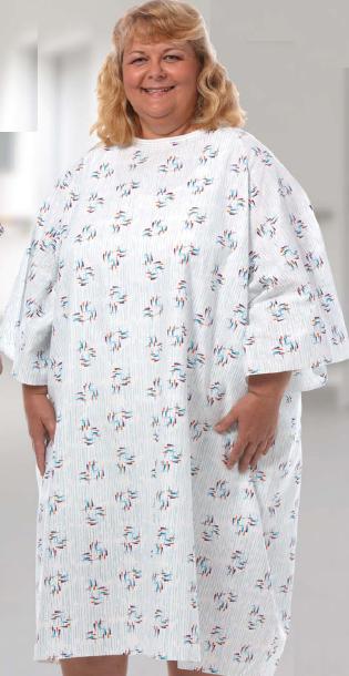 Patient Exam Gown Up to 5X-Large Raindrops Print Reusable - BeHope