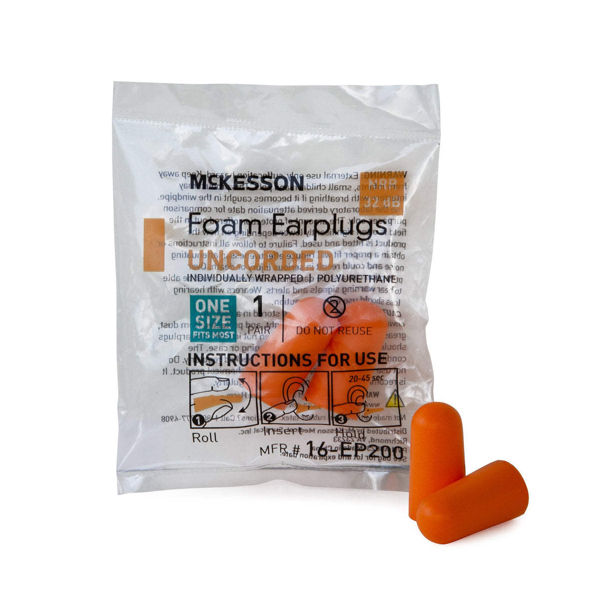 Ear Plugs McKesson Cordless One Size Fits Most Orange - BeHope