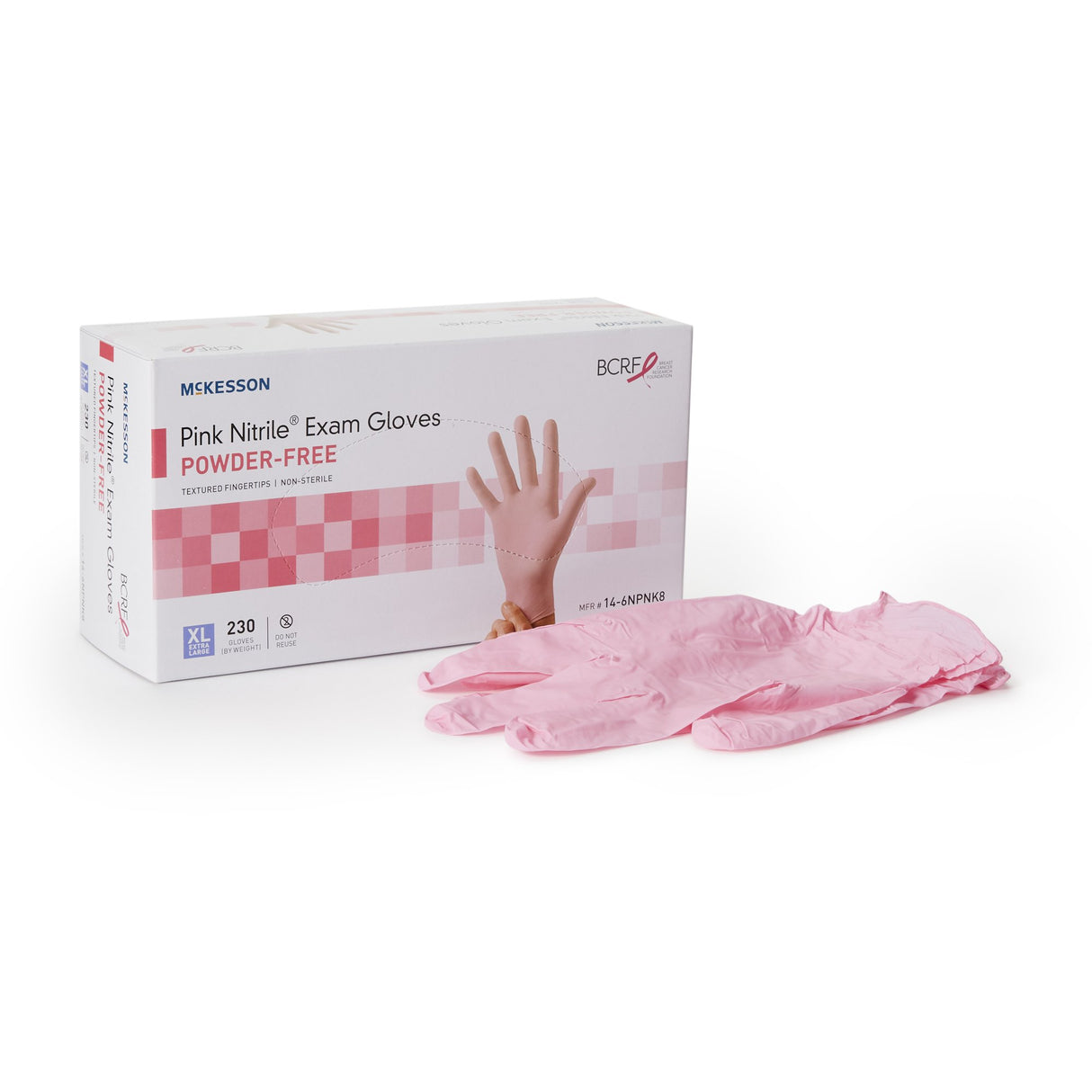 Exam Glove McKesson Pink Nitrile® X-Large NonSterile Nitrile Standard Cuff Length Textured Fingertips Pink Not Rated - BeHope