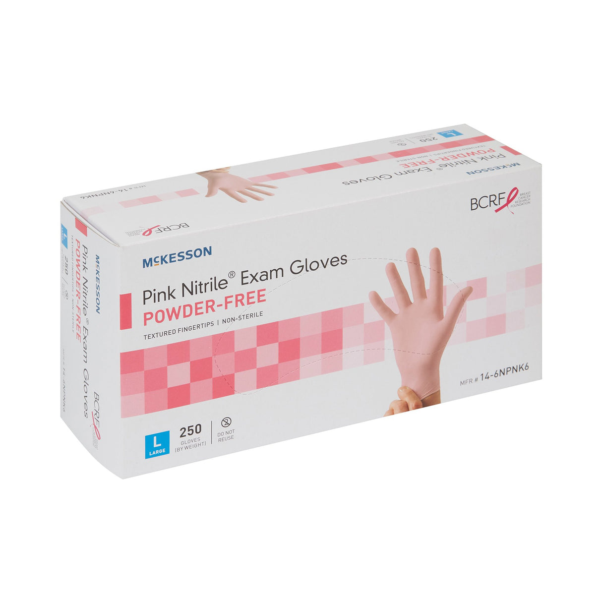 Exam Glove McKesson Pink Nitrile® Large NonSterile Nitrile Standard Cuff Length Textured Fingertips Pink Not Rated - BeHope
