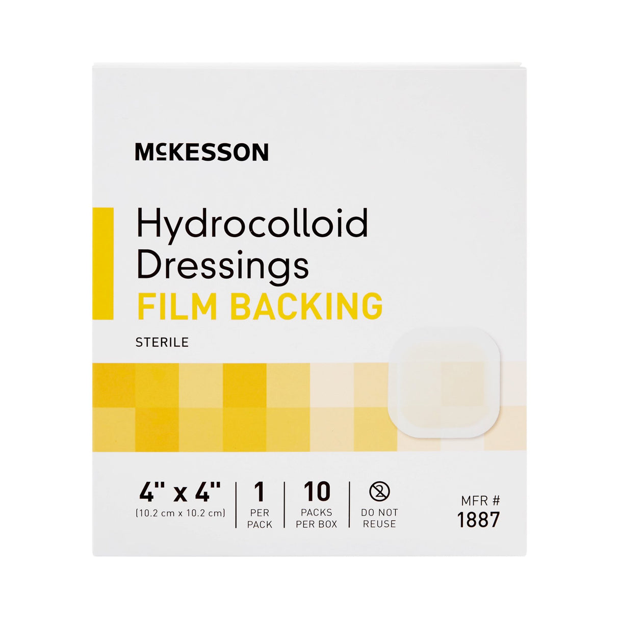 Hydrocolloid Dressing McKesson Waterproof Film Backing 4 X 4 Inch Square Hydrocolloid / Film - BeHope