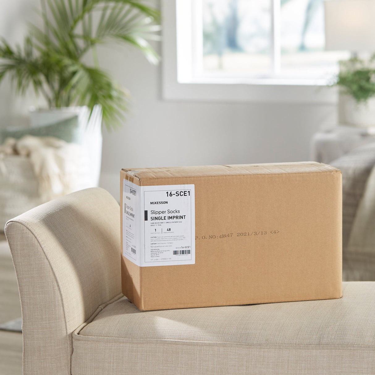 Slipper Socks McKesson Unisex Adult Large Single Tread Single Patient Use Teal - BeHope