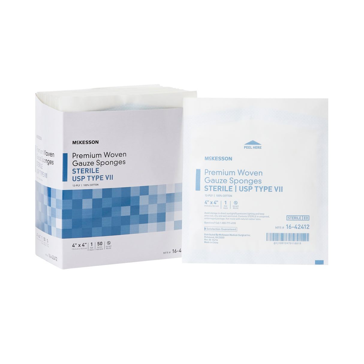 Gauze Sponge McKesson 4 X 4 Inch 12-Ply Sterile 1 per Pack - BeHope
