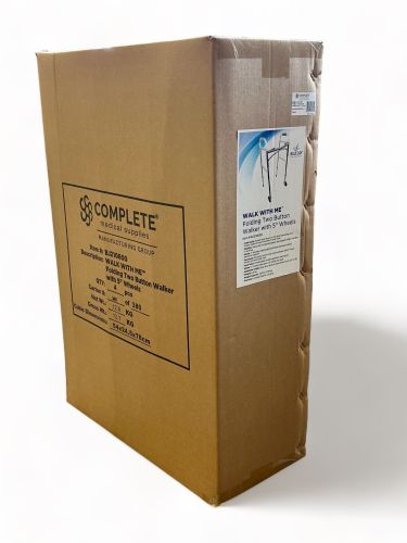 Walk With Me Folding Aluminum 2 Button Walker W/5 Wheels Cs4 - BeHope