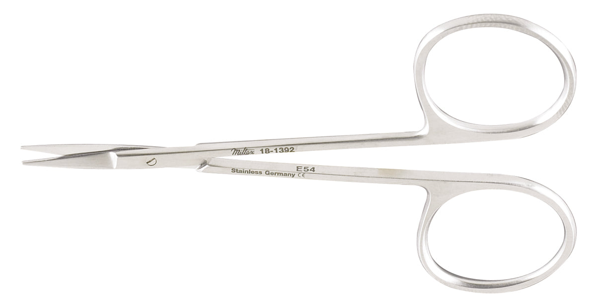 Iris Scissors Miltex® 3-1/2 Inch Length OR / Surgical Grade German Stainless Steel NonSterile Finger Ring Handle Straight Sharp Tip / Sharp Tip - BeHope