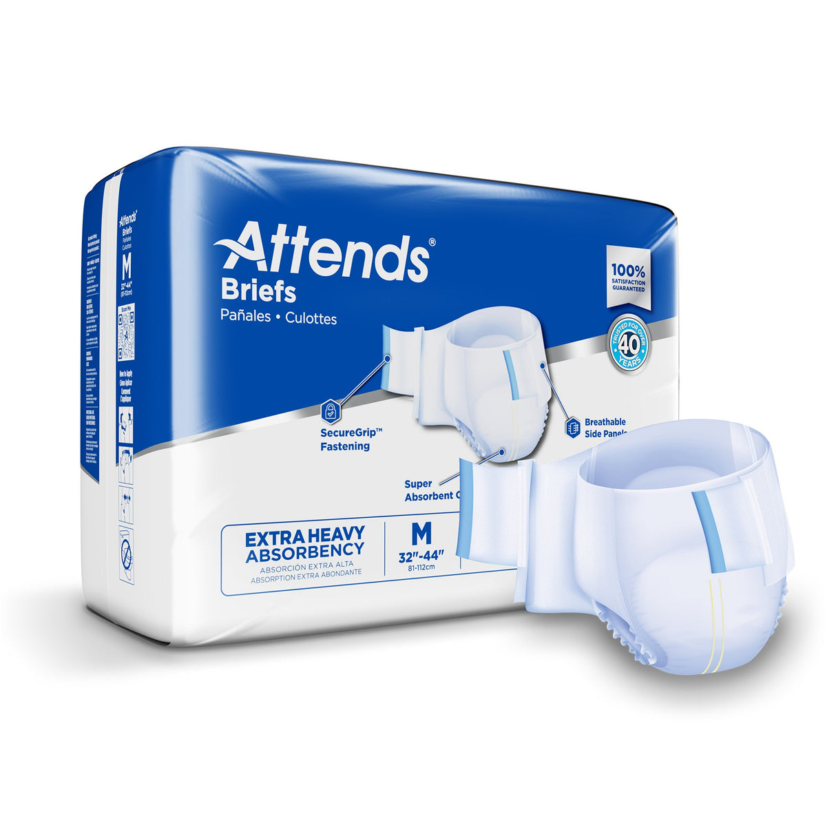 Unisex Adult Incontinence Brief Attends® Care Advanced Medium Disposable Heavy Absorbency - BeHope