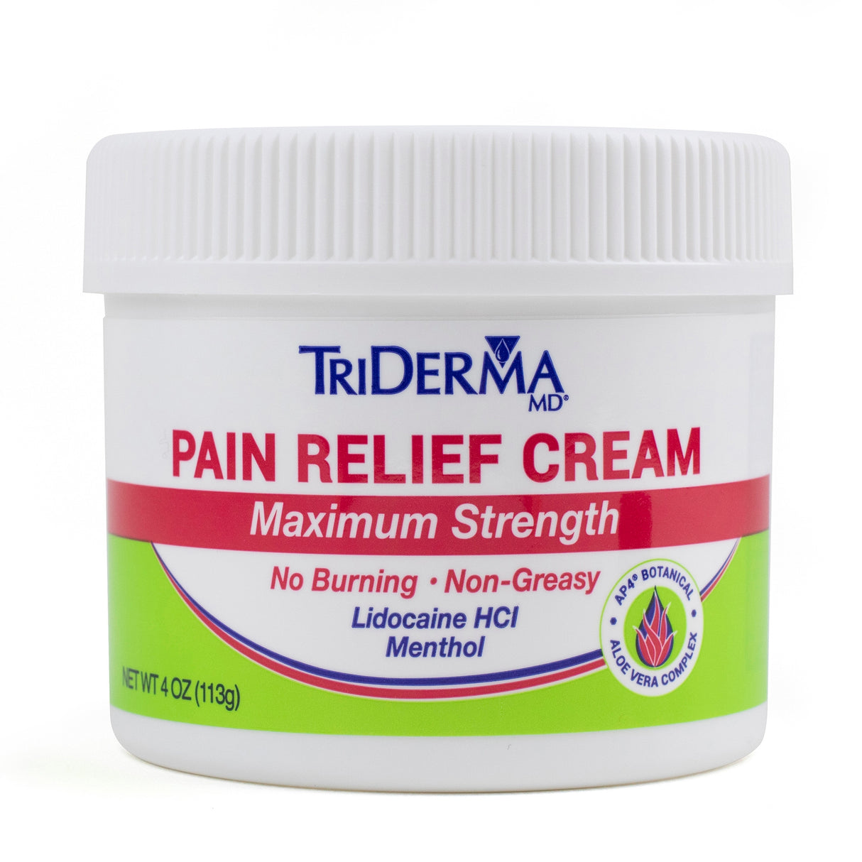 Topical Pain Relief TriDerma MD® 4% - 1% Strength Lidocaine / Menthol Cream 4 oz. - BeHope