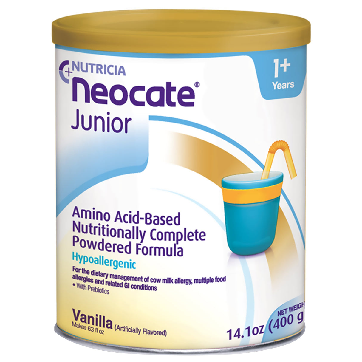 Pediatric Oral Supplement Neocate® Junior with Prebiotics Vanilla Flavor 14.1 oz. Can Powder Amino Acid Food Allergies - BeHope