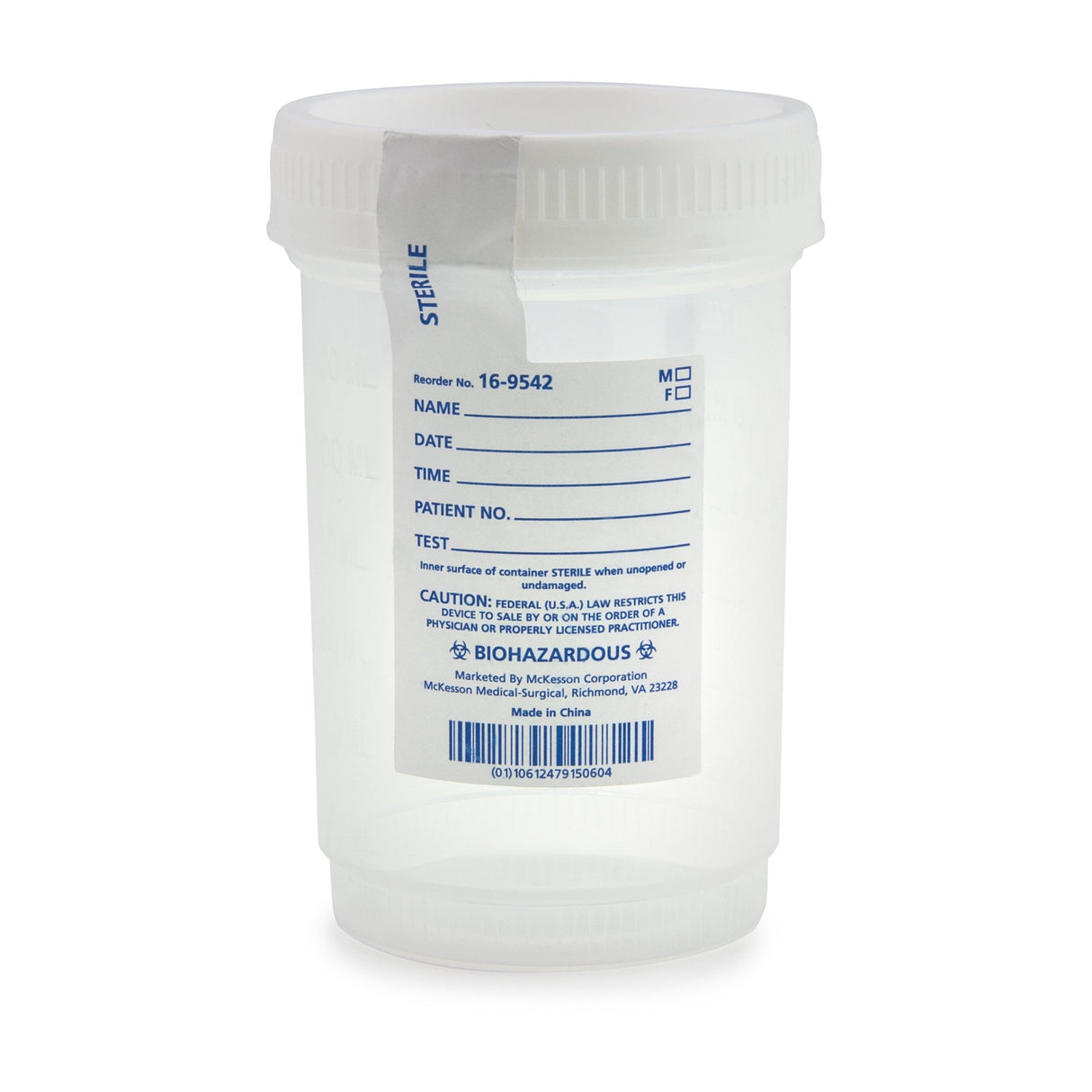Specimen Container for Pneumatic Tube Systems McKesson 120 mL (4 oz.) Screw Cap Sterile - BeHope