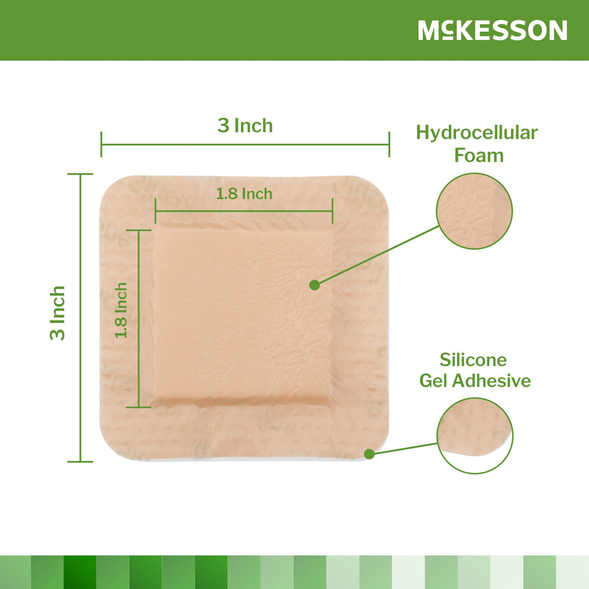 Foam Dressing McKesson 3 X 3 Inch With Border Film Backing Silicone Gel Adhesive Square Sterile - BeHope