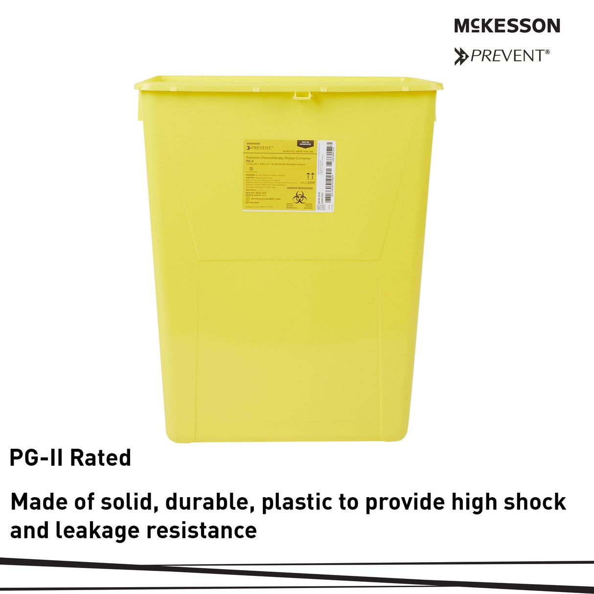 Chemotherapy Waste Container McKesson Prevent® Yellow Base 20-4/5 H X 17-3/10 W X 13 L Inch Vertical Entry 12 Gallon - BeHope