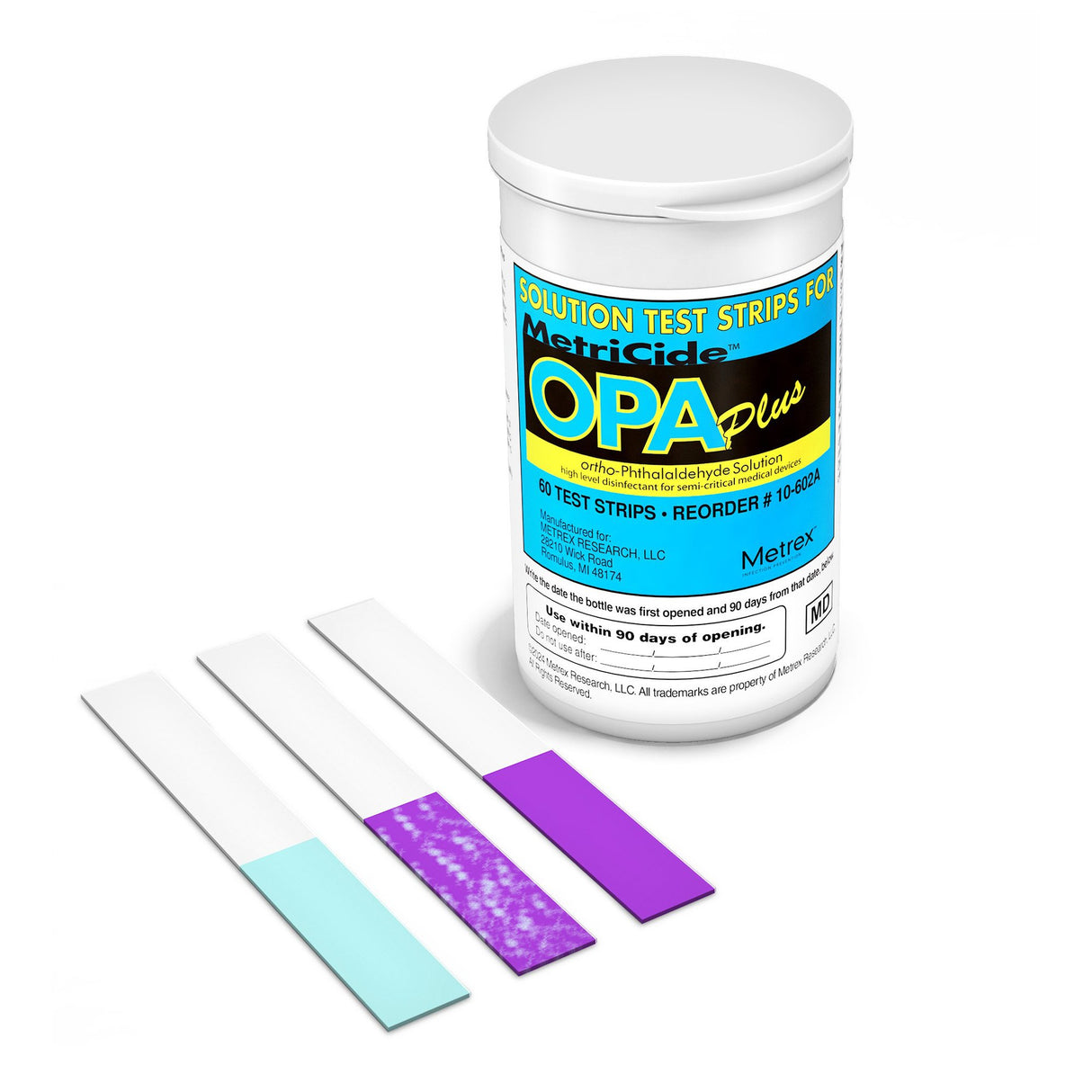 OPA Concentration Indicator MetriCide™ OPA Plus 60 Test Strips Single Use - BeHope