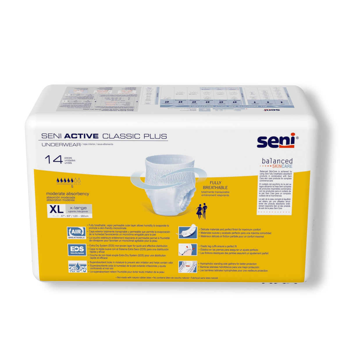 Unisex Adult Absorbent Underwear Seni® Active Classic Plus Pull On with Tear Away Seams X-Large Disposable Moderate Absorbency - BeHope