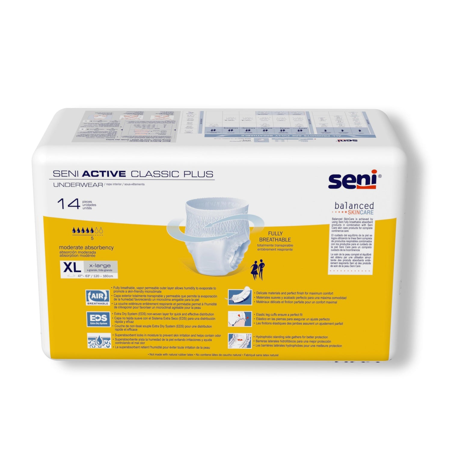 Unisex Adult Absorbent Underwear Seni® Active Classic Plus Pull On with Tear Away Seams X-Large Disposable Moderate Absorbency - BeHope