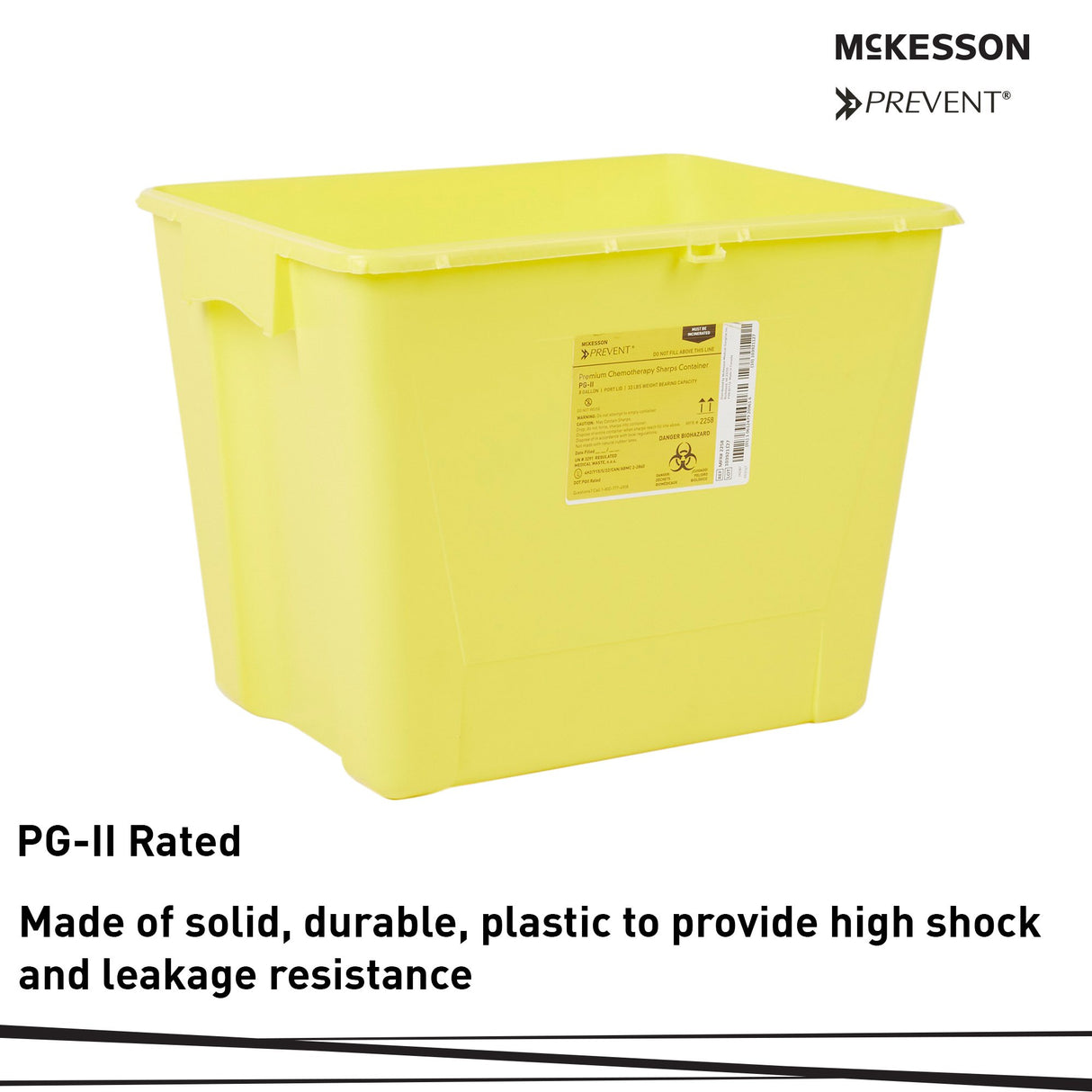 Chemotherapy Waste Container McKesson Prevent® Yellow Base 13-1/2 H X 17-3/10 W X 13 L Inch Vertical Entry 8 Gallon - BeHope