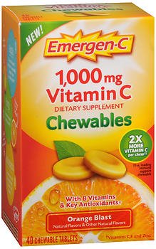 Vitamin C Supplement Emergen-C® Ascorbic Acid 1,000 mg Strength Chewable Tablet 40 per Box Orange Flavor - BeHope