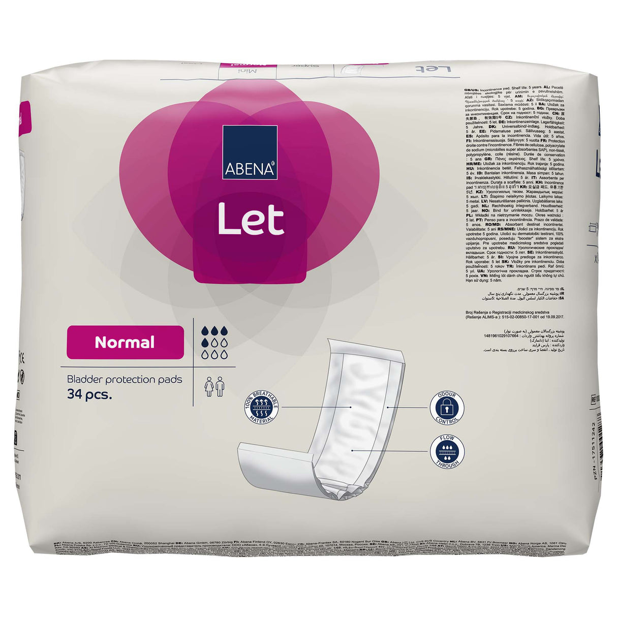 Incontinence Liner Abena® Abri-Let Normal 4.3 X 15.3 Inch Light Absorbency Fluff / Polymer Core One Size Fits Most - BeHope