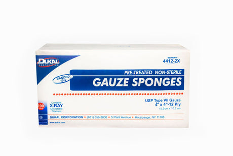 Gauze Sponge Dukal™ 4 X 4 Inch 12-Ply NonSterile X-Ray Detectable 100 per Pack - BeHope