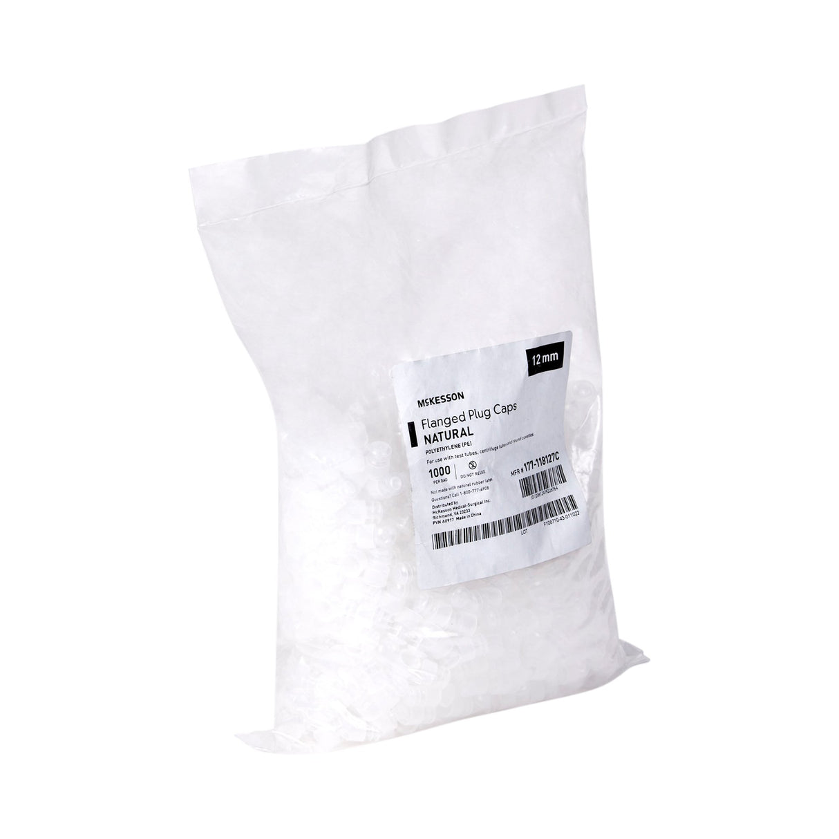 McKesson Tube Closure Polyethylene Flanged Plug Cap Natural 12 mm 12 mm Test Tubes, Centrifuge Tubes, Round Cuvettes NonSterile - BeHope