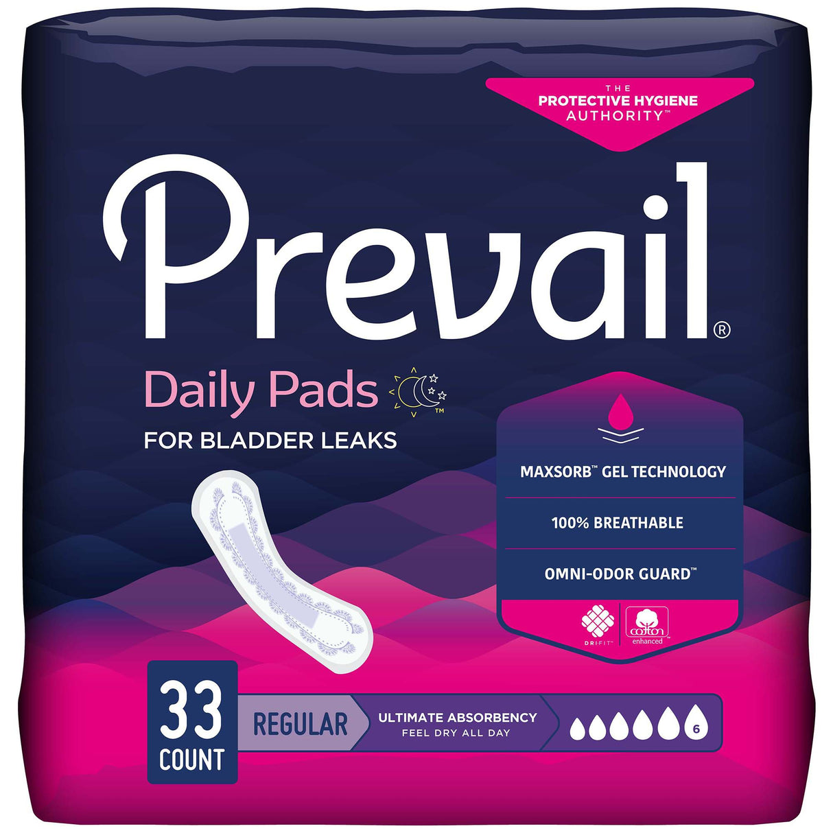 Bladder Control Pad Prevail® Daily Pads 16 Inch Length Heavy Absorbency Polymer Core One Size Fits Most - BeHope