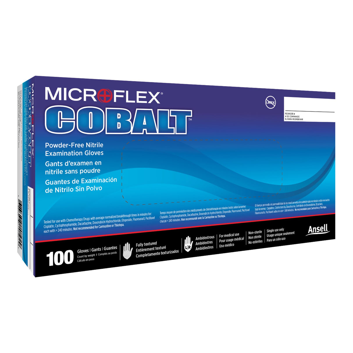 Exam Glove MICROFLEX® Cobalt® Medium NonSterile Nitrile Standard Cuff Length Fully Textured Blue Not Rated - BeHope