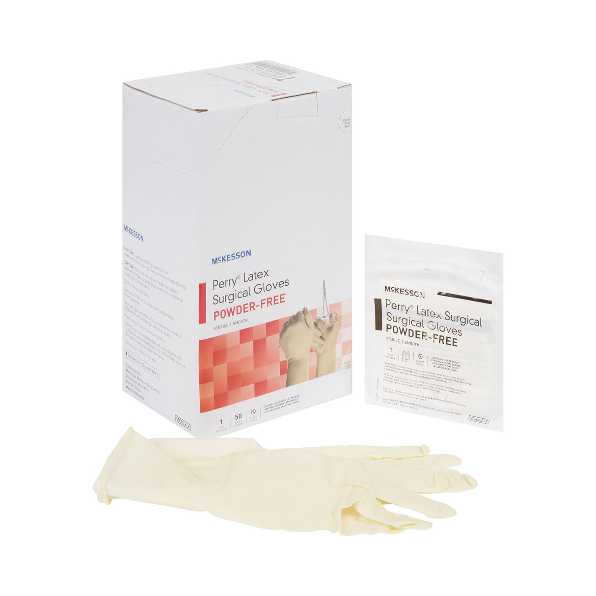 Surgical Glove McKesson Perry® Performance Plus Size 7.5 Sterile Latex Standard Cuff Length Smooth Cream Chemo Tested - BeHope