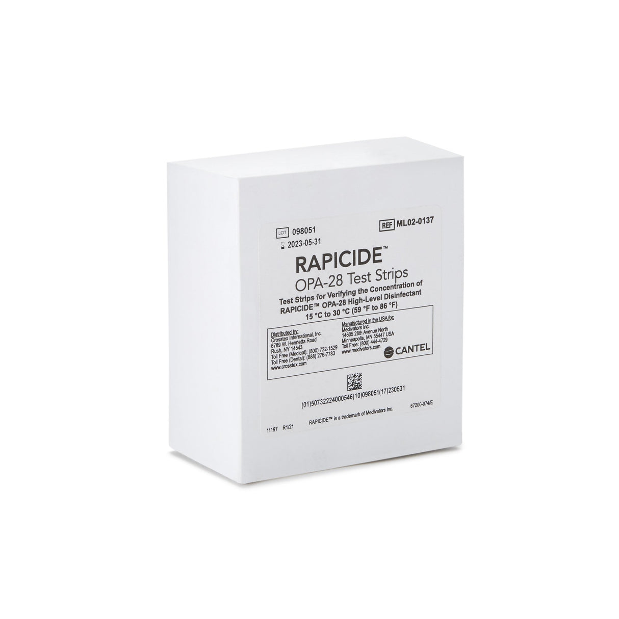 OPA Concentration Indicator Rapicide™ OPA/28 Pad 50 Test Strips Bottle Single Use - BeHope