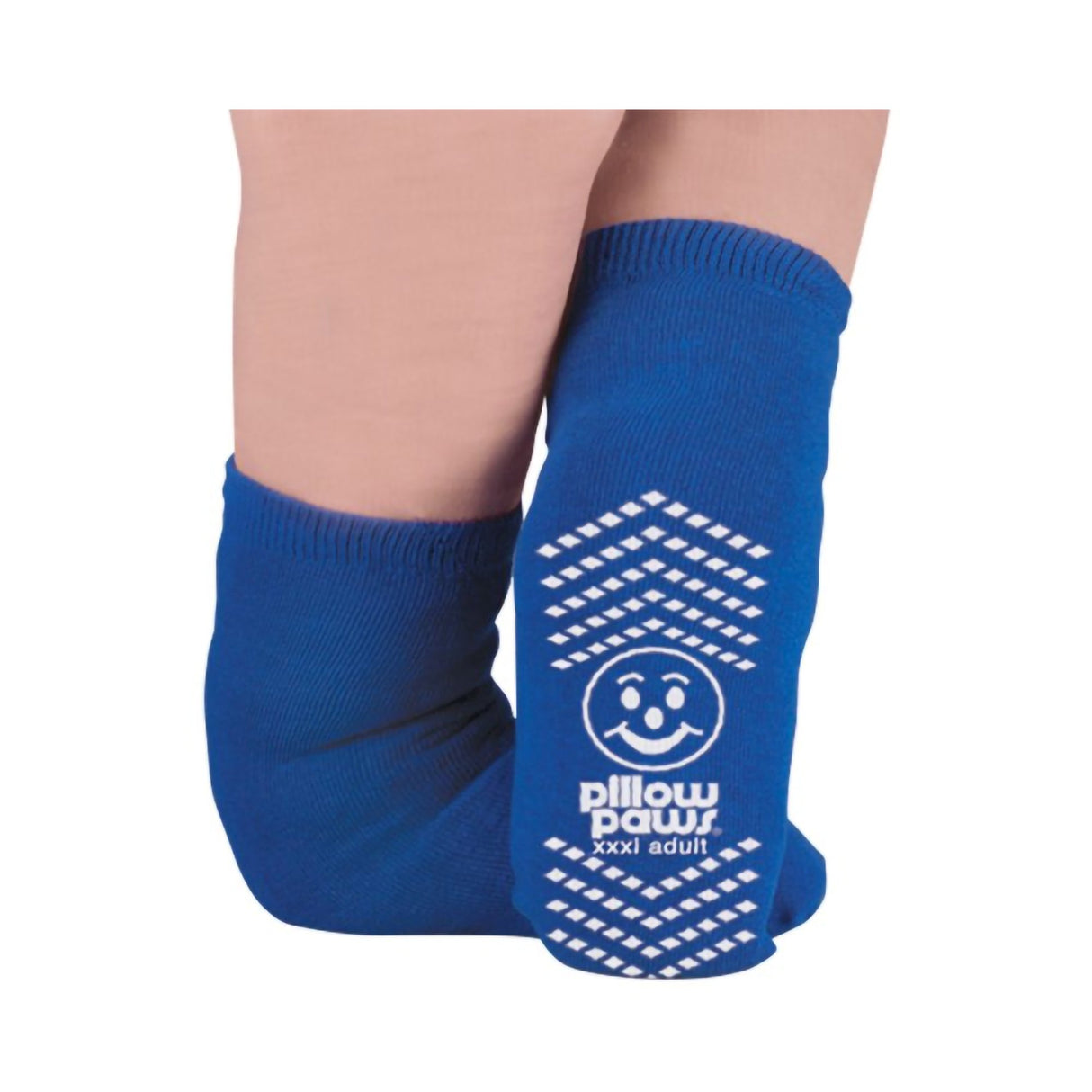 Slipper Socks Pillow Paws Single Imprint Terries Unisex Adult 3X-Large / X-Wide Single Tread Single Patient Use Royal Blue - BeHope