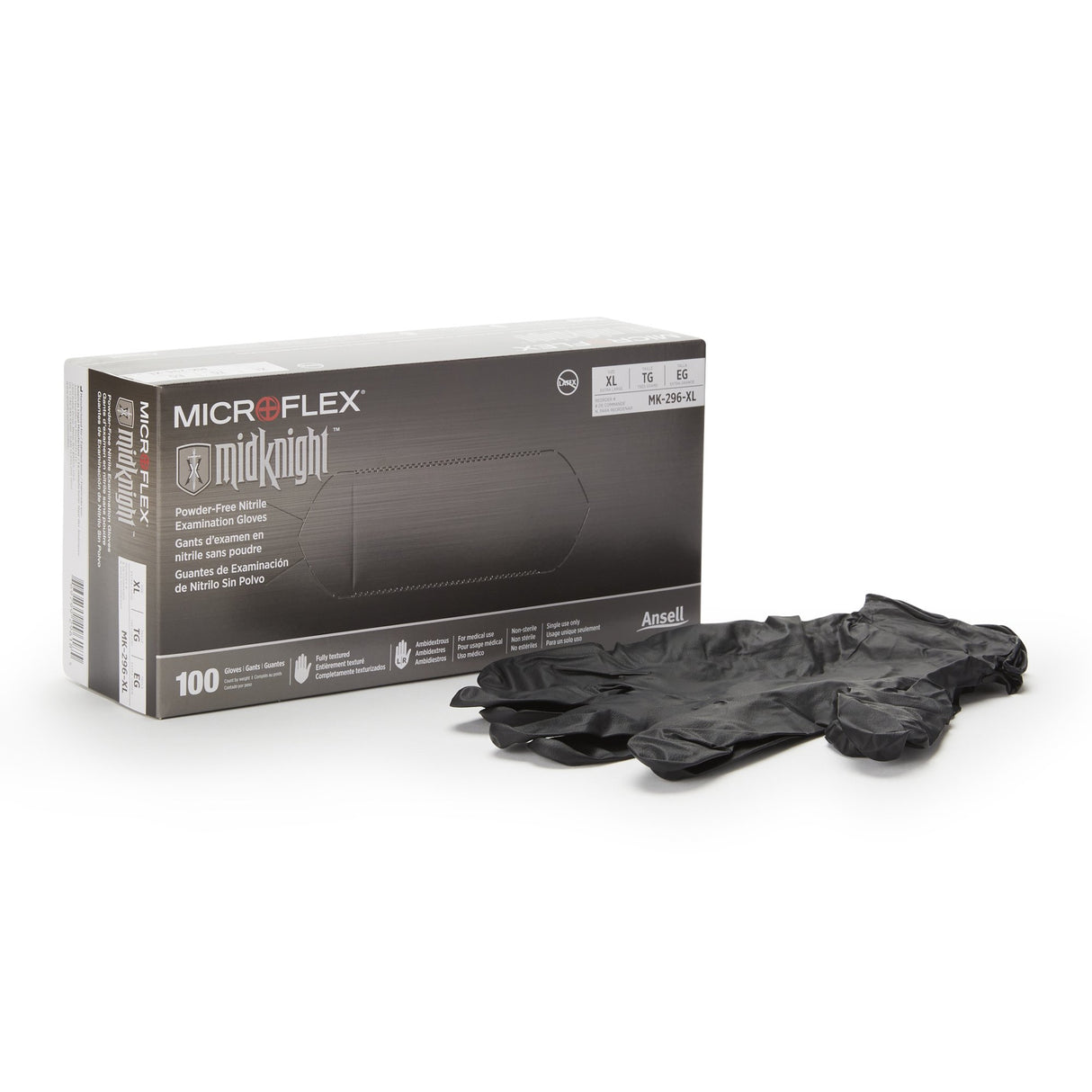 Exam Glove MICROFLEX® MidKnight™ X-Large NonSterile Nitrile Standard Cuff Length Fully Textured Black Fentanyl Tested - BeHope
