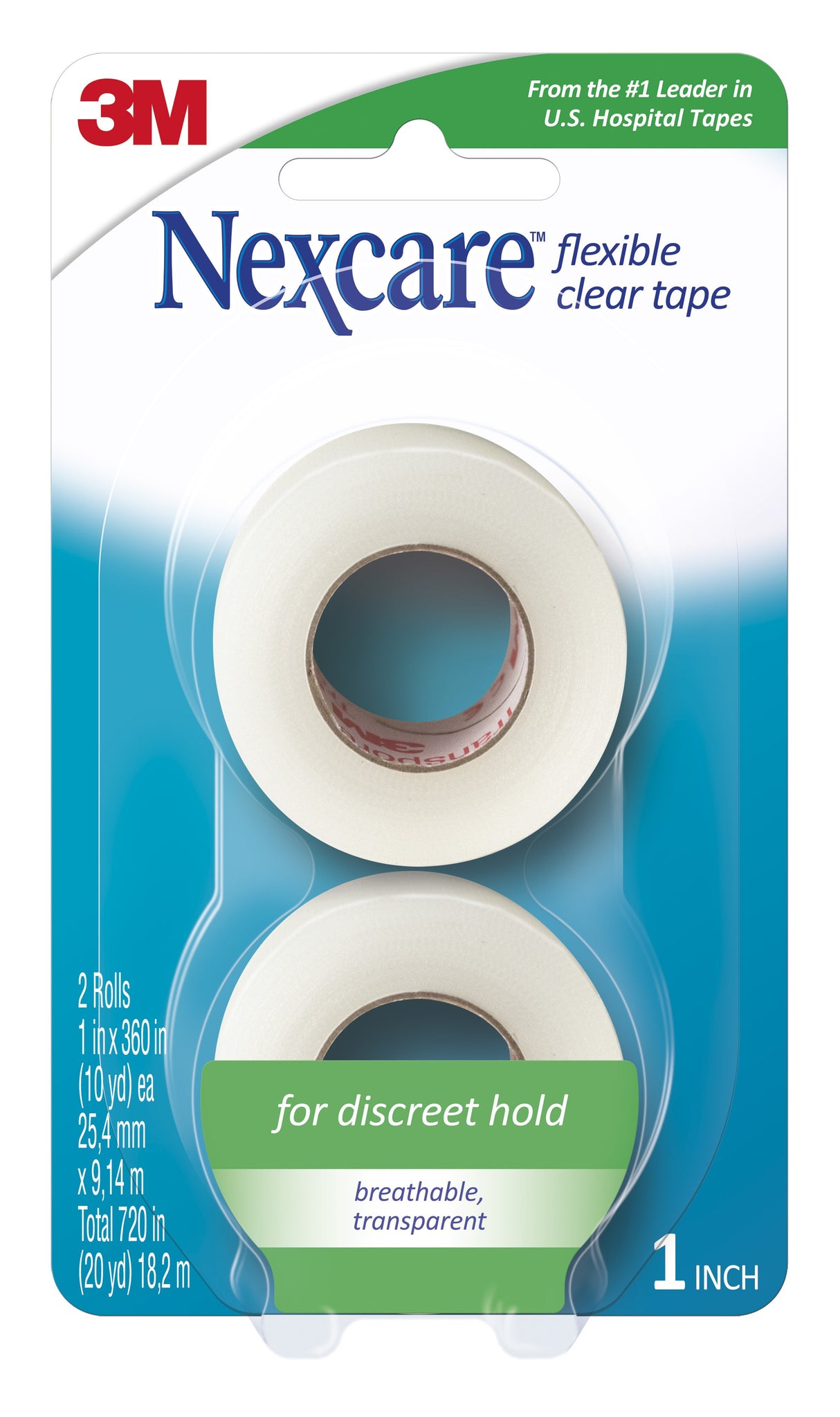 Water Resistant Medical Tape Nexcare™ Flexible Clear 1 Inch X 10 Yard Stretchy Fabric NonSterile - BeHope